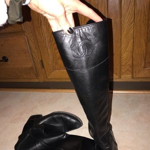 CHANEL black tall boots